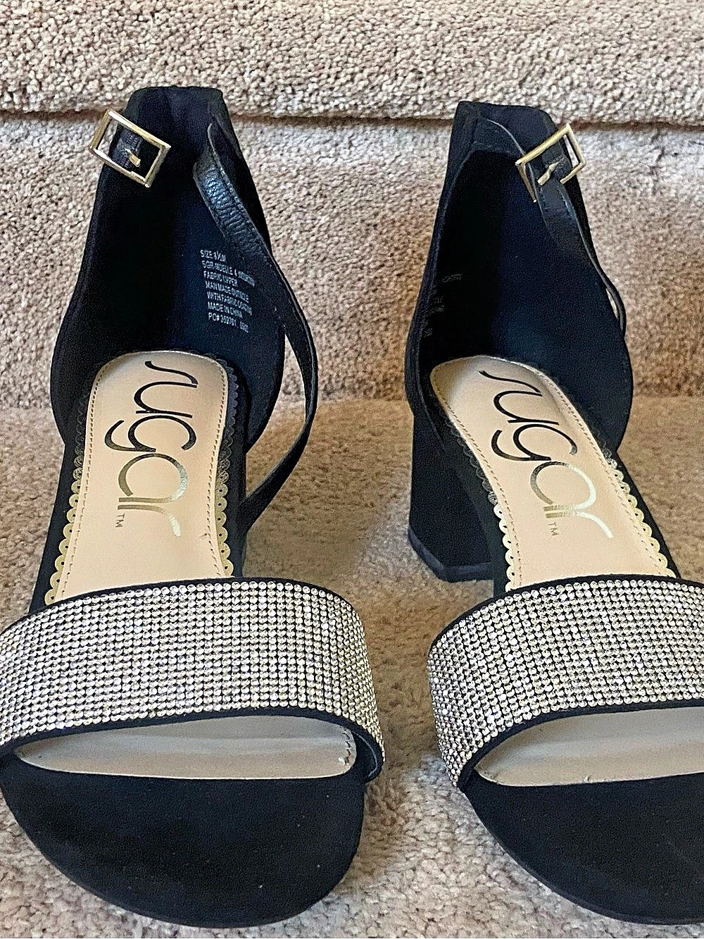 Sugar Noelle Embellished Heels Black & Silver Like New